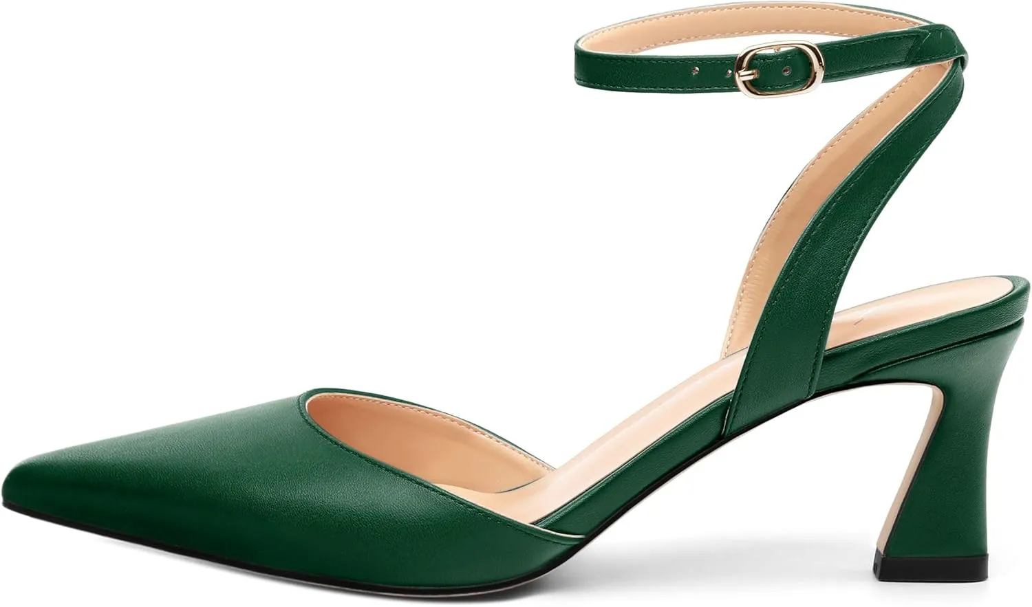 Women's Pumps Slingback Kitten Heels for Women Pointed Toe Ankle Strap Buckle Casual Spool Mid Heel Pumps Comfort Fashion Dress Shoes 2.5 Inch