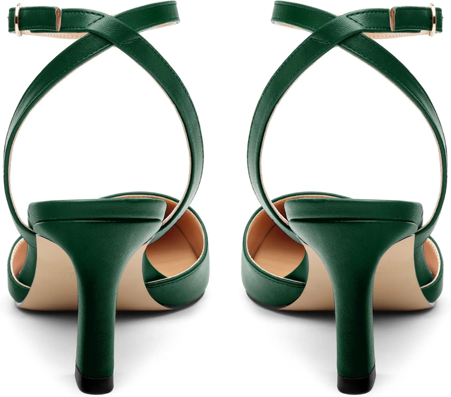 Women's Pumps Slingback Kitten Heels for Women Pointed Toe Ankle Strap Buckle Casual Spool Mid Heel Pumps Comfort Fashion Dress Shoes 2.5 Inch