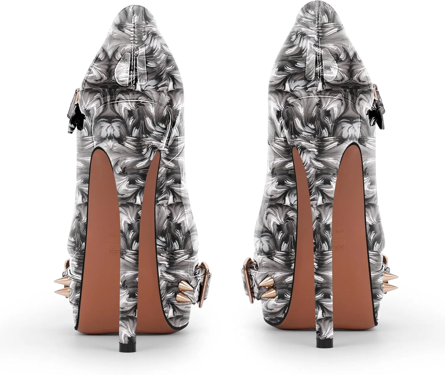 Women's Rivet Goth High Stiletto Heel Plafrom Mary Janes Pumps Rivet Buckle Strap Punk Shoes