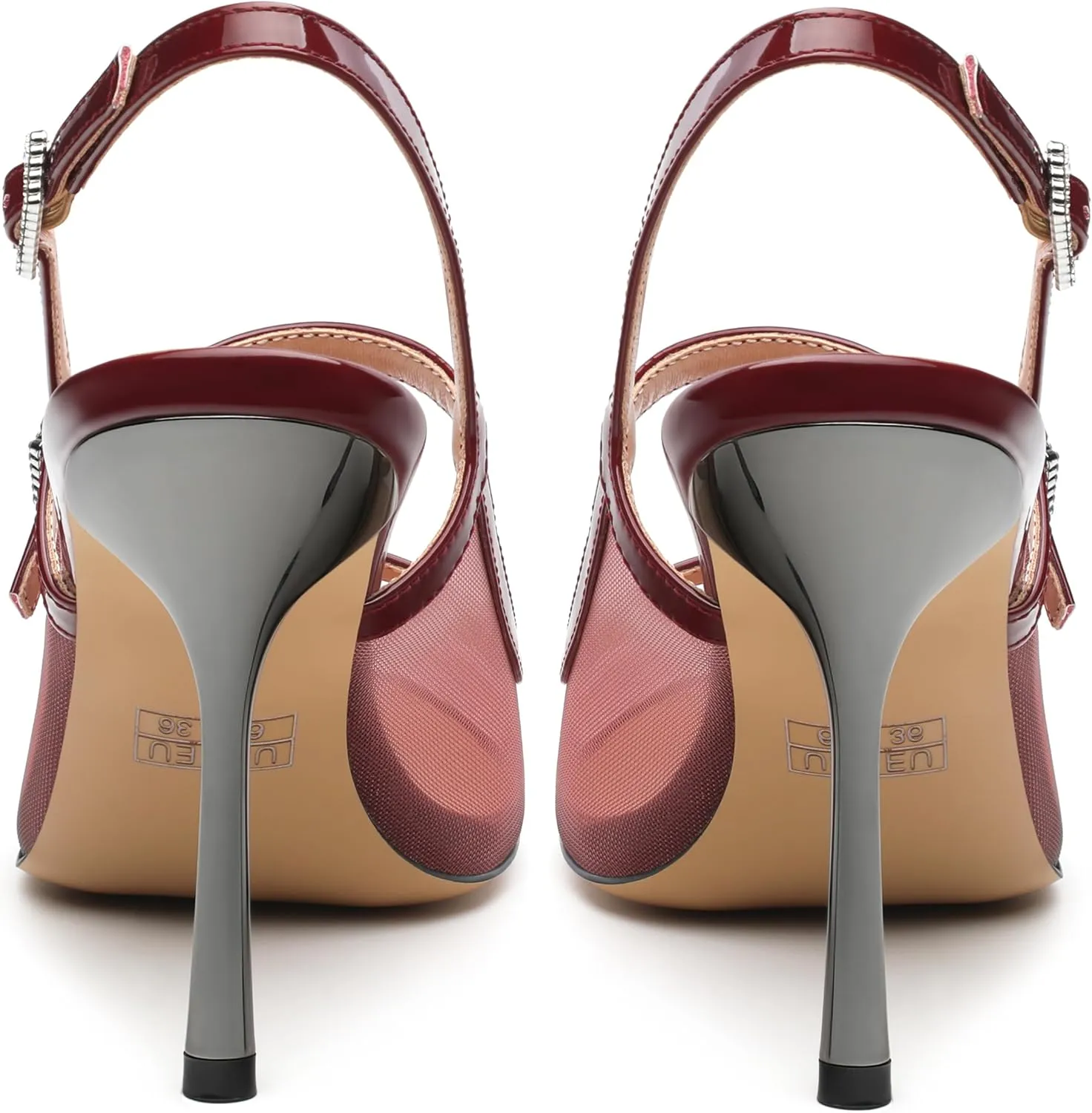 Womens Slingback Heels for Women Pointed Toe Closed Porosity Mesh Pumps Slip on Heeled Sandals Party Work Dress Shoes 3.5 Inch