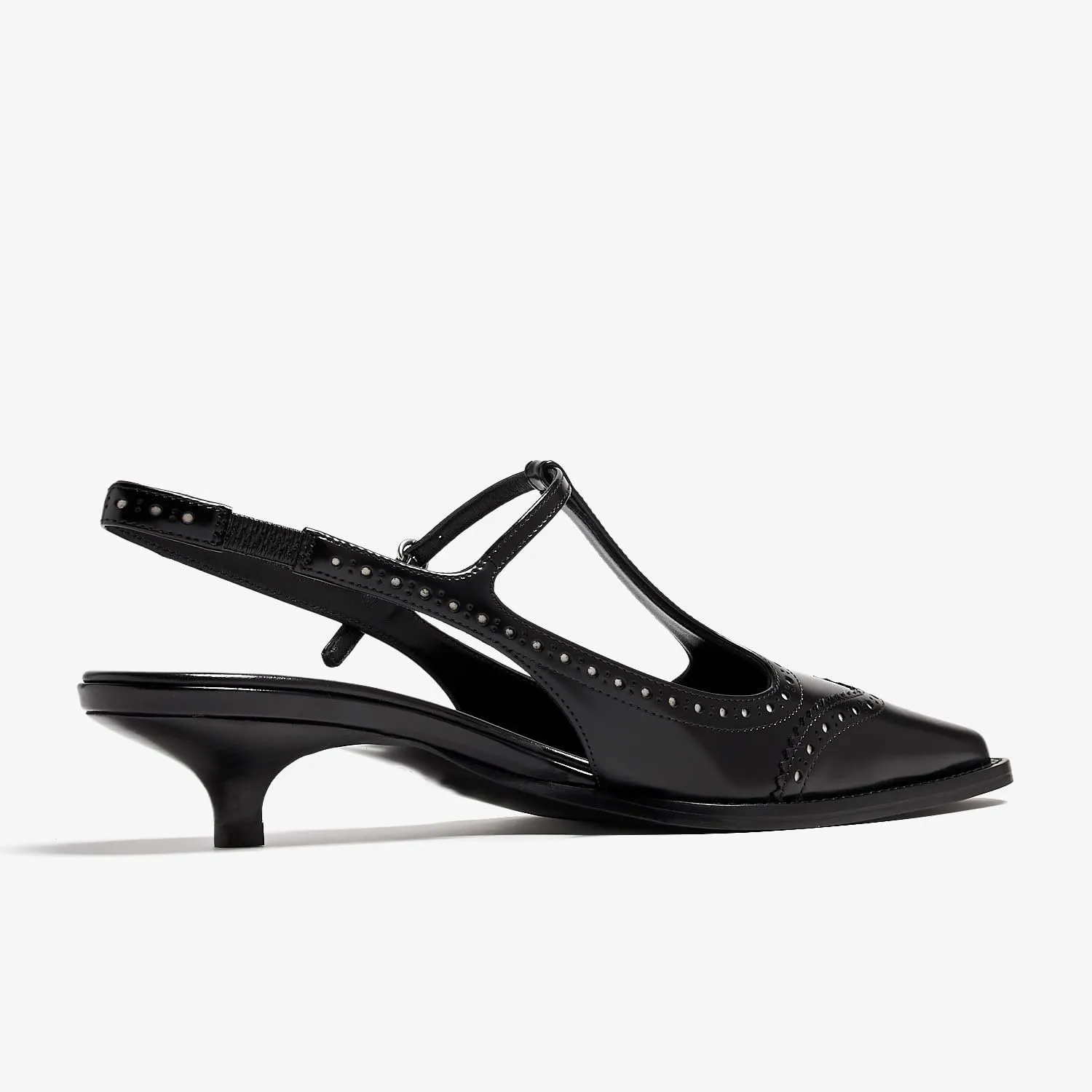 Women's Slingback Kitten Heel Pumps Embroidered Pointed Toe T-strap Sandals Low Heel Embroidered Oxford Dress Shoes For Wedding Party