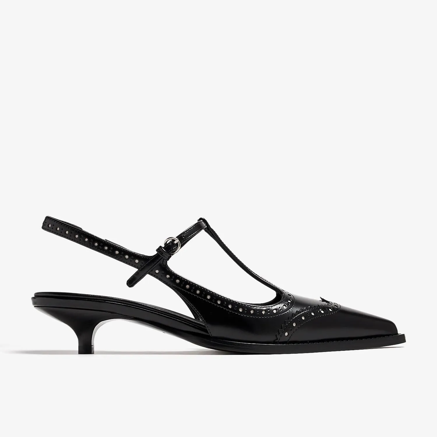 Women's Slingback Kitten Heel Pumps Embroidered Pointed Toe T-strap Sandals Low Heel Embroidered Oxford Dress Shoes For Wedding Party