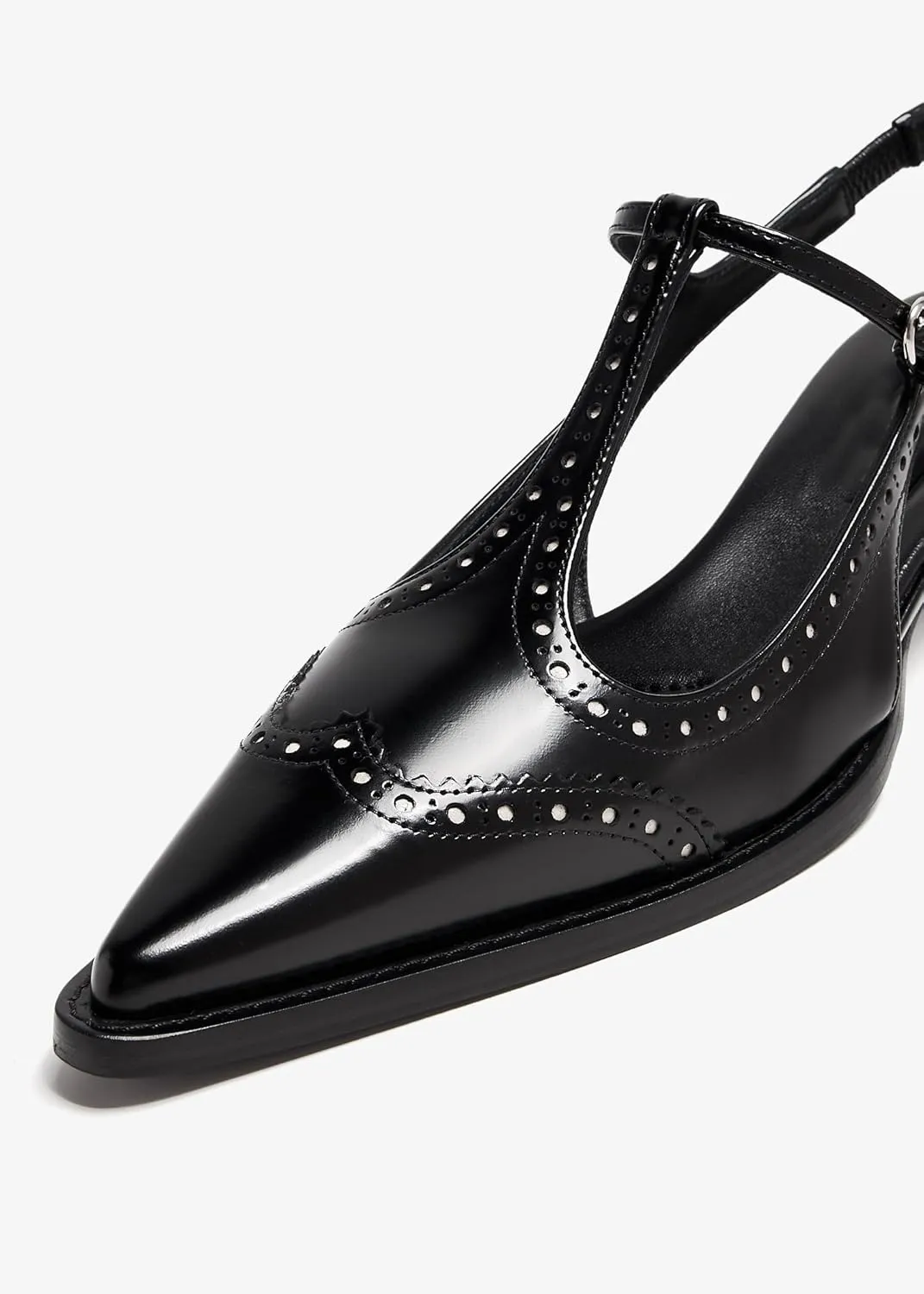 Women's Slingback Kitten Heel Pumps Embroidered Pointed Toe T-strap Sandals Low Heel Embroidered Oxford Dress Shoes For Wedding Party
