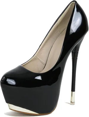 Women's Stiletto High Heels Shoes PU Material Shallow Mouth Shape Platform Slip On Pumps Perfect for a Night Out and a Catwalk