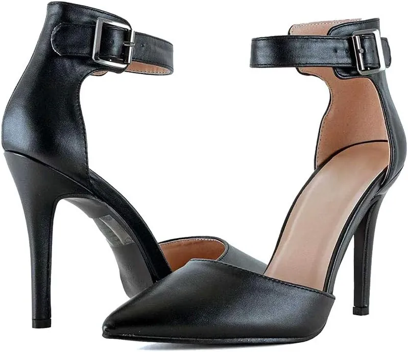 Women's Stiletto Pump Two Piece Ankle Strap Closed Pointy Toe Dress Wedding Party Summer Dancing Shoes JM01