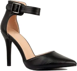 Women's Stiletto Pump Two Piece Ankle Strap Closed Pointy Toe Dress Wedding Party Summer Dancing Shoes JM01
