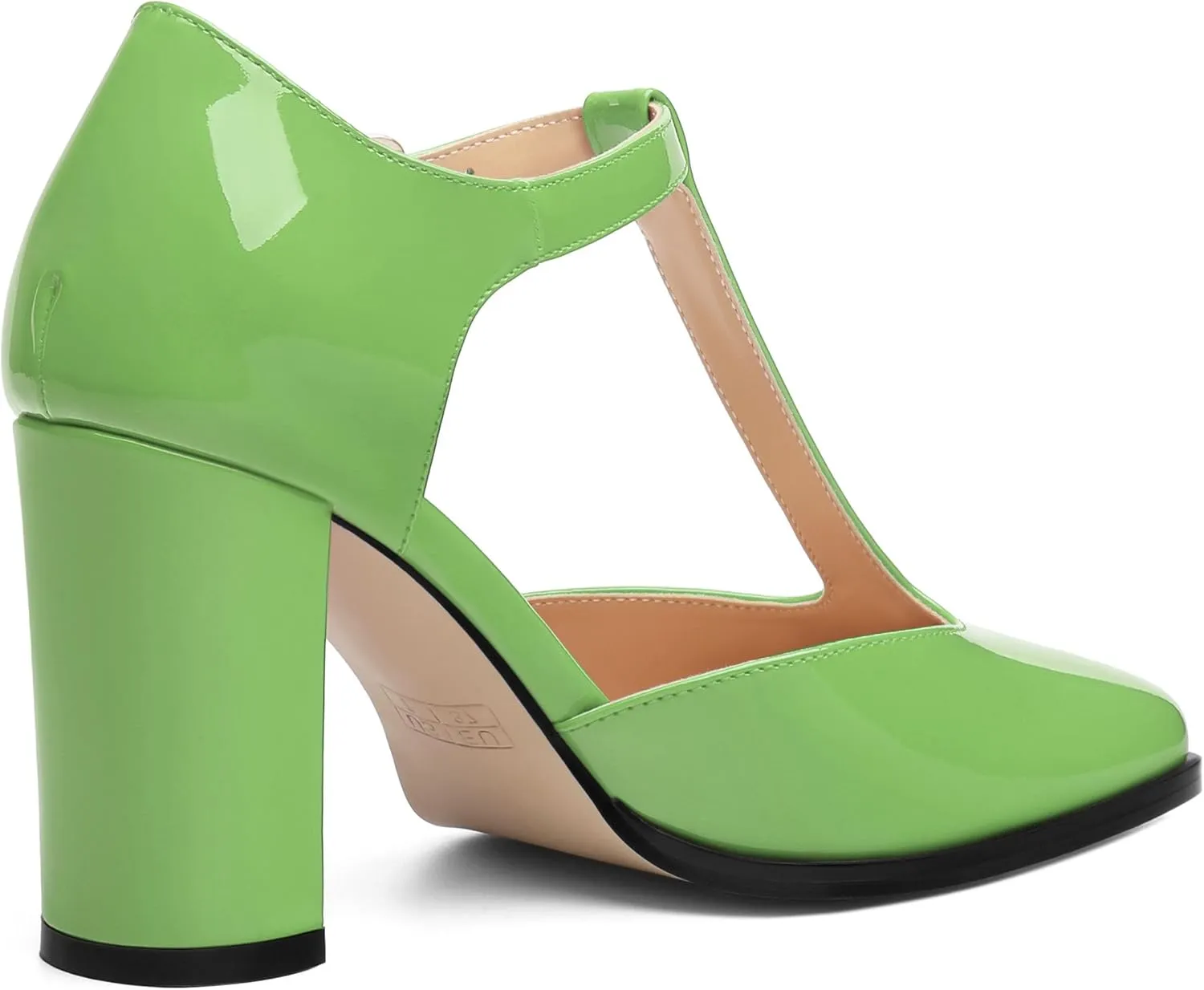 Womens T Strap Mary Janes Pumps, Square Toe Block High Heel Ankle Strap Shoes for Women