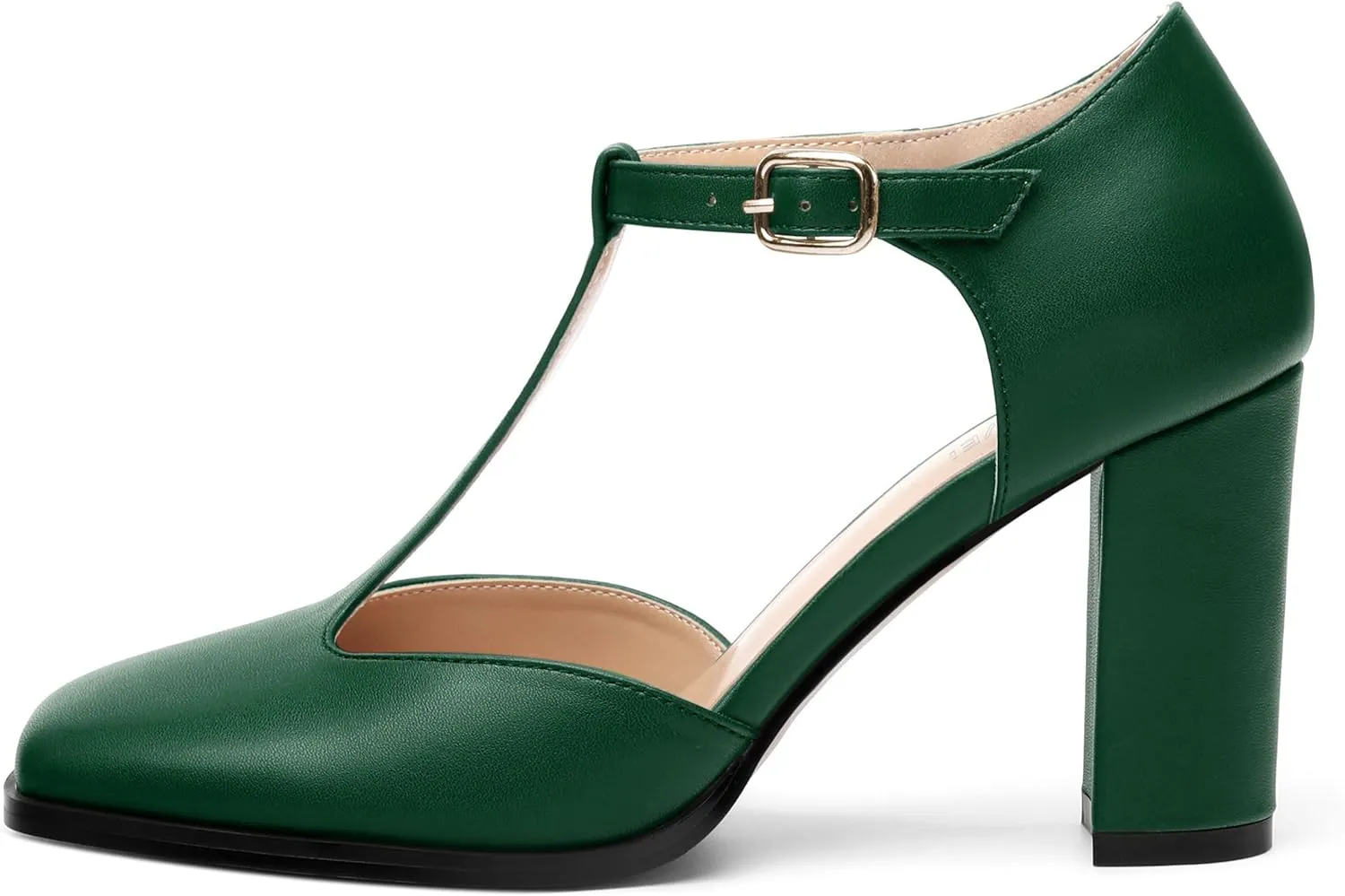 Womens T Strap Mary Janes Pumps, Square Toe Block High Heel Ankle Strap Shoes for Women