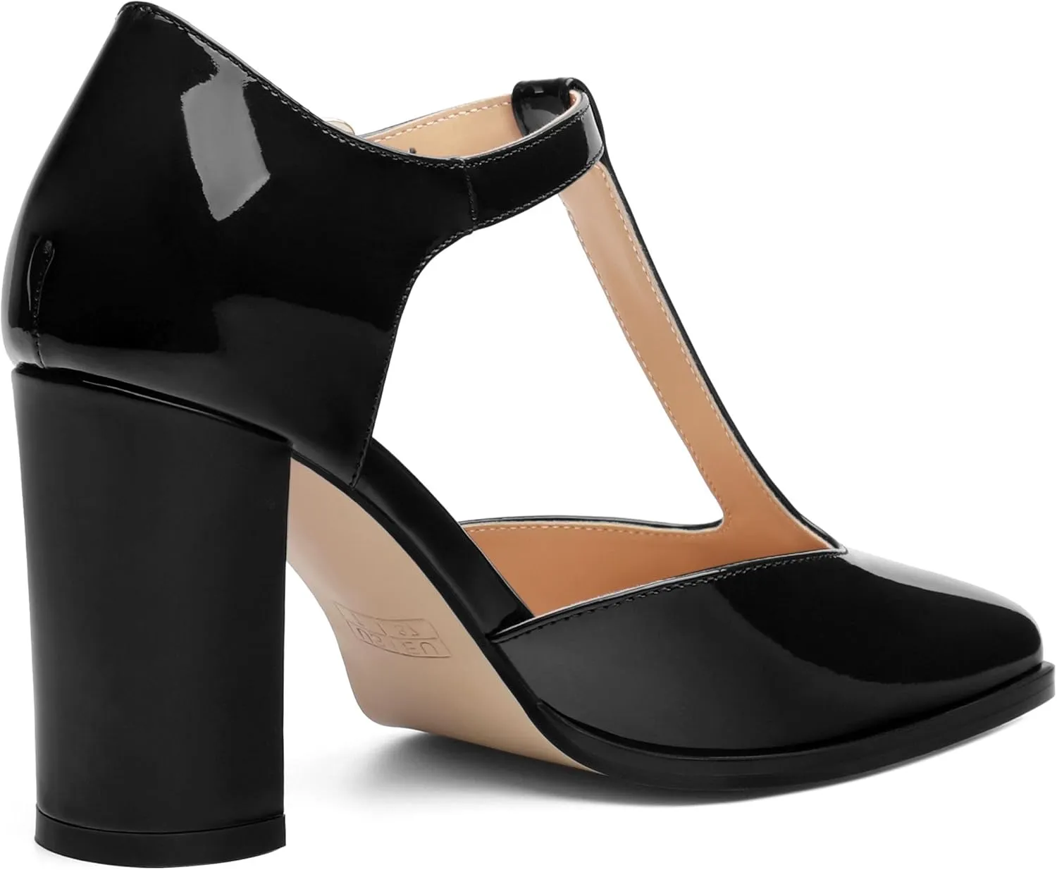 Womens T Strap Mary Janes Pumps, Square Toe Block High Heel Ankle Strap Shoes for Women