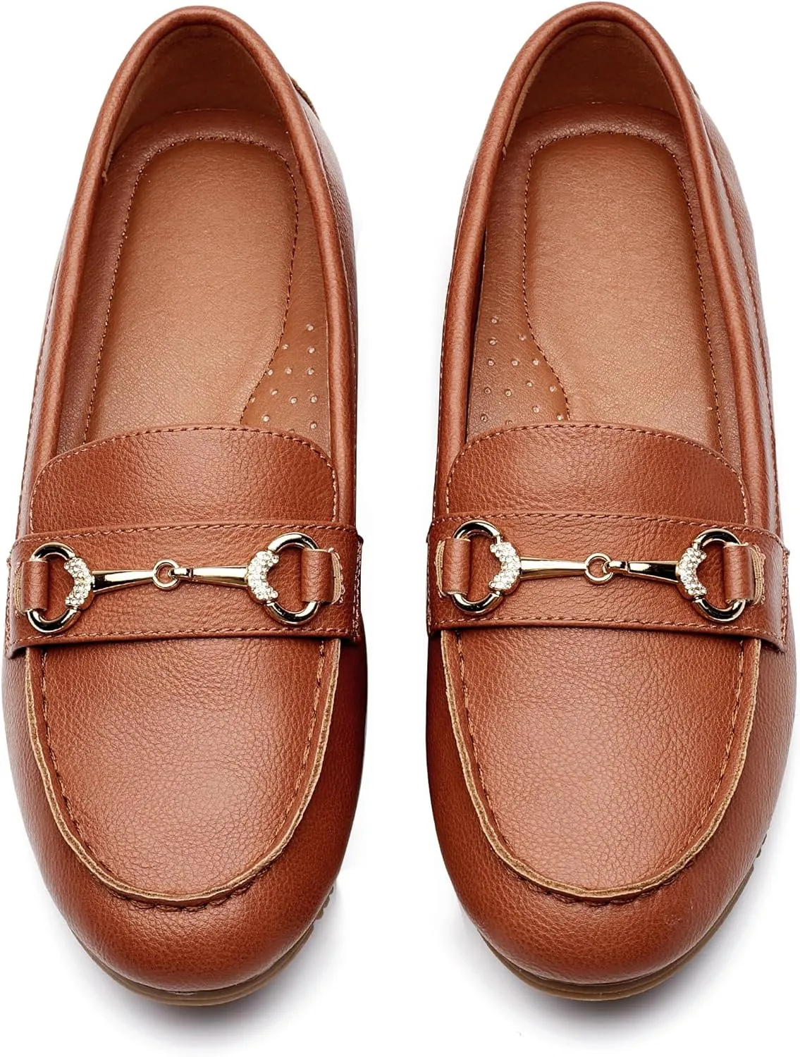 Women's Wide Loafers Casual Slip on Flat Shoes Women's Comfort Penny Loafers with Arch Support Women Dressy Moccasins