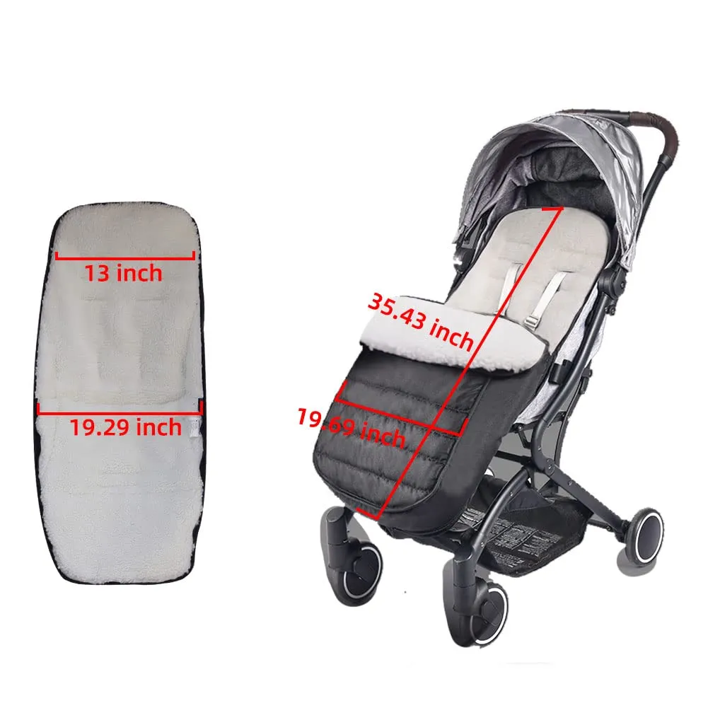 XIFAMNIY Universal Baby Thicken Stroller Footmuff Bunting Sleeping Bag to Protect Baby from Winter Cold Weather in Pushchair, Pram, Car Seats (Black-Lamb wool)