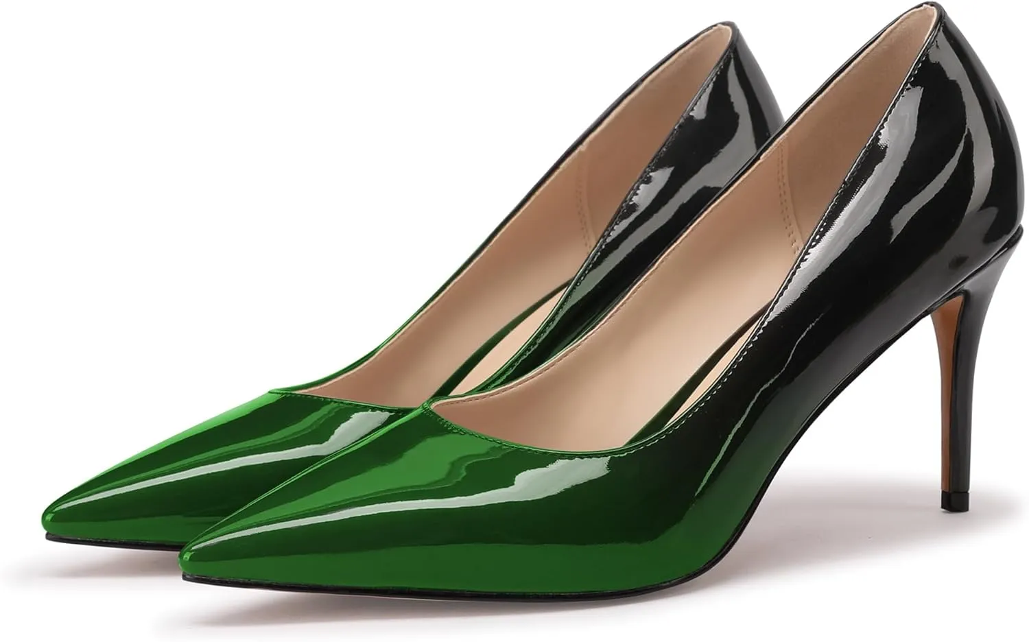 XINIUNIU High Heels for Women Pumps Gradient Patent Leather 3.25 inches 8CM Formal Sexy Fashion Stiletto Dress Wedding Shoes Pointed Toe
