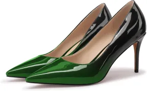 XINIUNIU High Heels for Women Pumps Gradient Patent Leather 3.25 inches 8CM Formal Sexy Fashion Stiletto Dress Wedding Shoes Pointed Toe