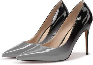 XINIUNIU High Heels for Women Pumps Gradient Patent Leather 4 inches 10CM Formal Shoes Sexy Fashion Stiletto Dress Shoes Wedding Shoes Pointed Toe