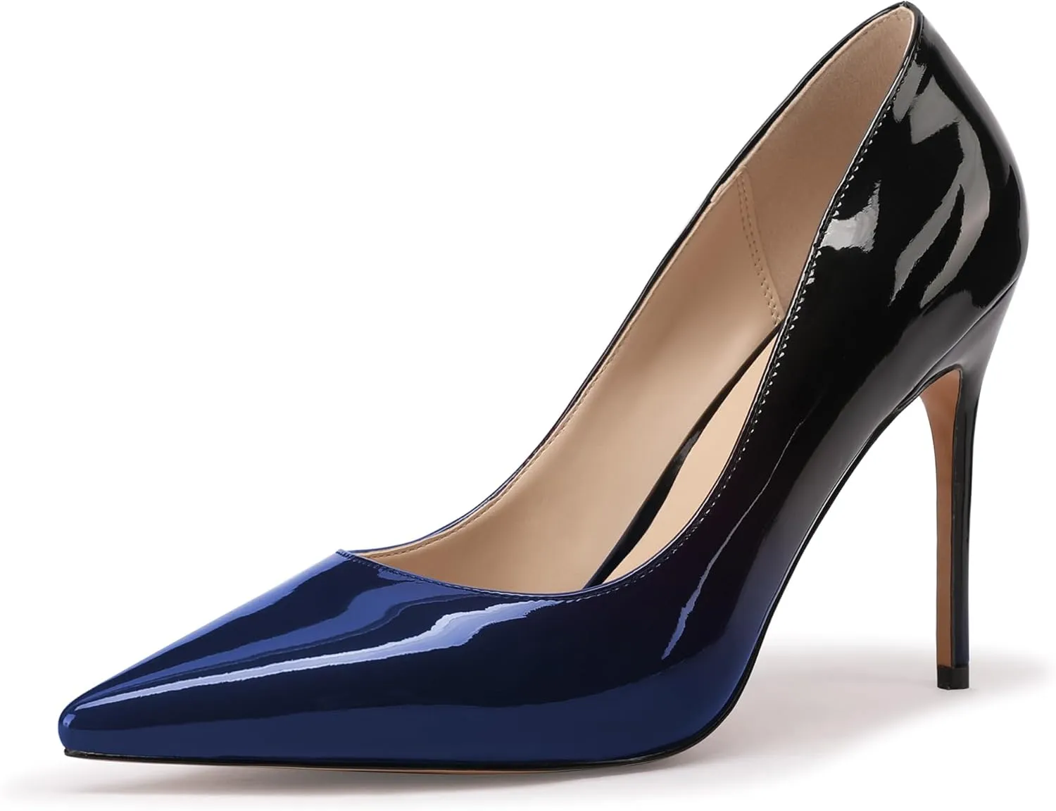 XINIUNIU High Heels for Women Pumps Gradient Patent Leather 4 inches 10CM Formal Shoes Sexy Fashion Stiletto Dress Shoes Wedding Shoes Pointed Toe