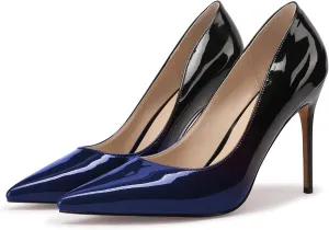 XINIUNIU High Heels for Women Pumps Gradient Patent Leather 4 inches 10CM Formal Shoes Sexy Fashion Stiletto Dress Shoes Wedding Shoes Pointed Toe