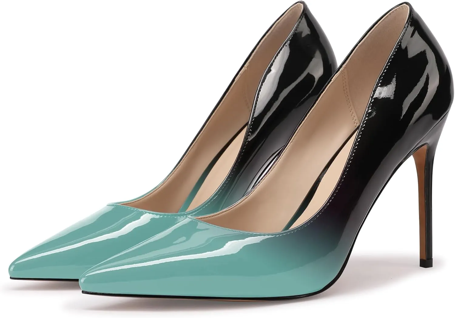 XINIUNIU High Heels for Women Pumps Gradient Patent Leather 4 inches 10CM Formal Shoes Sexy Fashion Stiletto Dress Shoes Wedding Shoes Pointed Toe