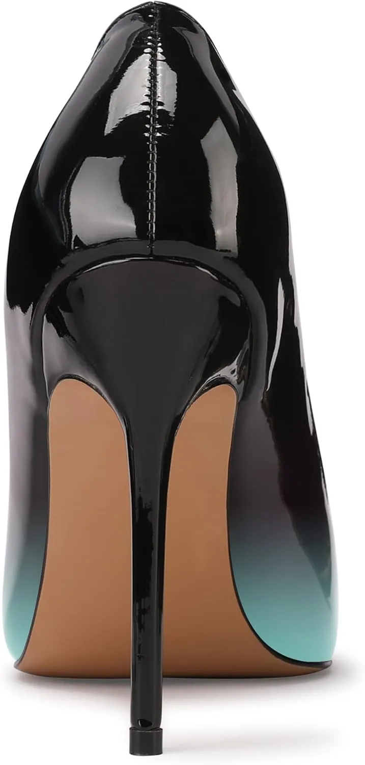 XINIUNIU High Heels for Women Pumps Gradient Patent Leather 4 inches 10CM Formal Shoes Sexy Fashion Stiletto Dress Shoes Wedding Shoes Pointed Toe