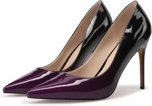 XINIUNIU High Heels for Women Pumps Gradient Patent Leather 4 inches 10CM Formal Shoes Sexy Fashion Stiletto Dress Shoes Wedding Shoes Pointed Toe
