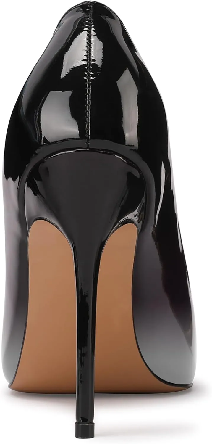 XINIUNIU High Heels for Women Pumps Gradient Patent Leather 4 inches 10CM Formal Shoes Sexy Fashion Stiletto Dress Shoes Wedding Shoes Pointed Toe