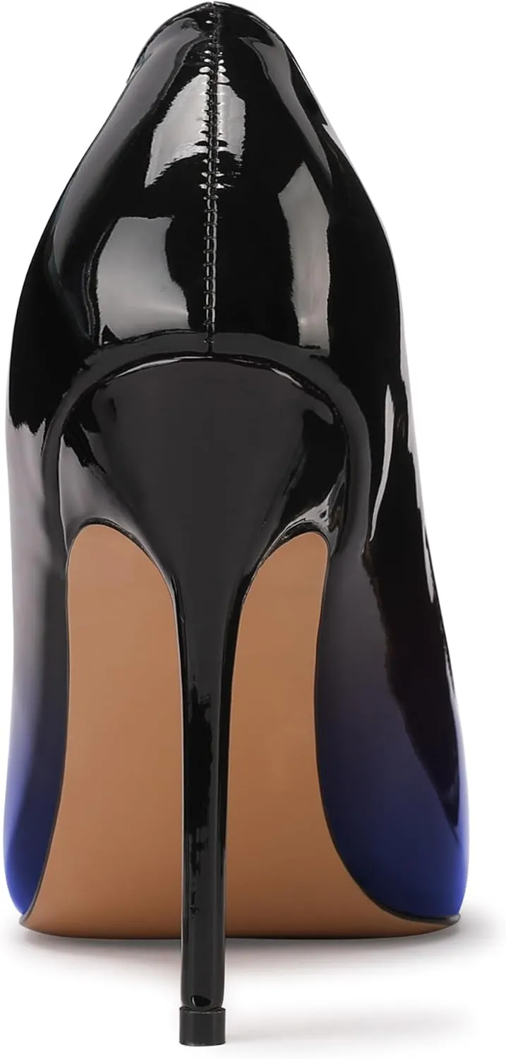 XINIUNIU High Heels for Women Pumps Gradient Patent Leather 4 inches 10CM Formal Shoes Sexy Fashion Stiletto Dress Shoes Wedding Shoes Pointed Toe