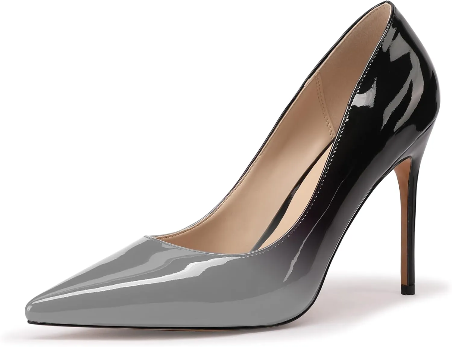 XINIUNIU High Heels for Women Pumps Gradient Patent Leather 4 inches 10CM Formal Shoes Sexy Fashion Stiletto Dress Shoes Wedding Shoes Pointed Toe