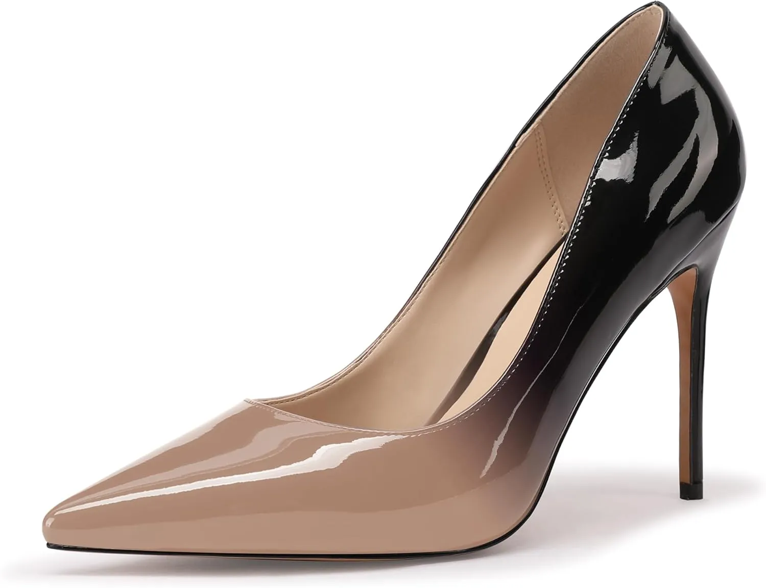 XINIUNIU High Heels for Women Pumps Gradient Patent Leather 4 inches 10CM Formal Shoes Sexy Fashion Stiletto Dress Shoes Wedding Shoes Pointed Toe