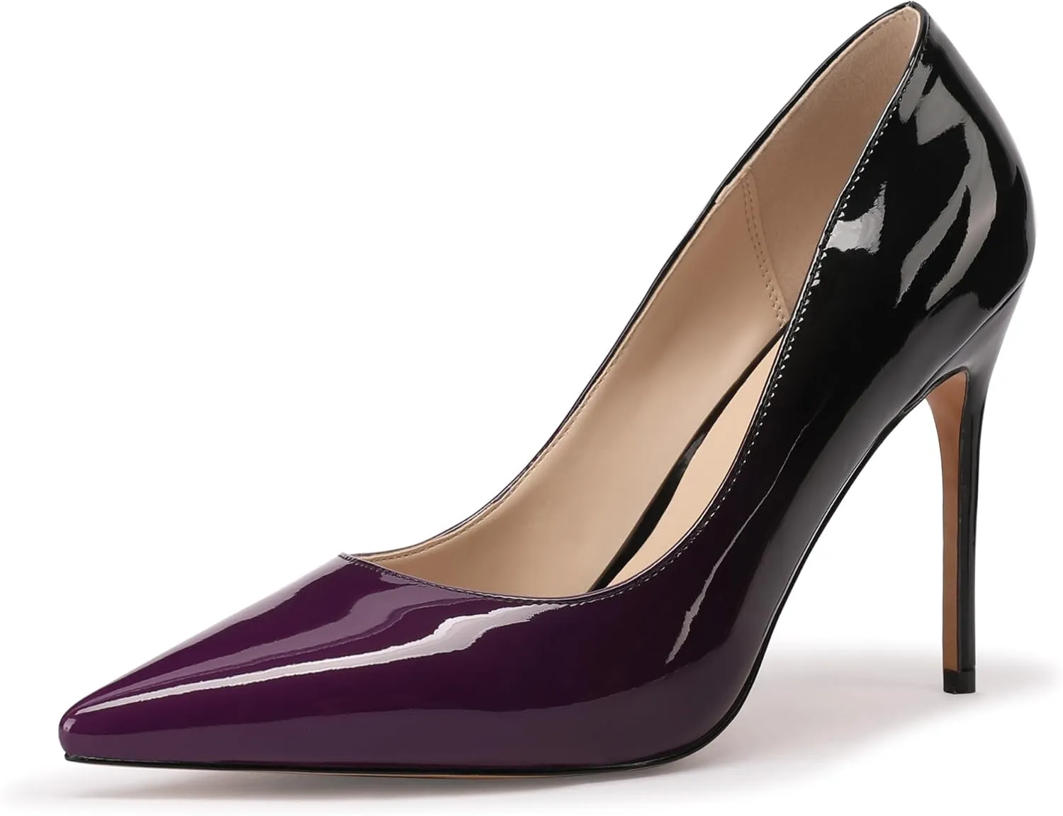 XINIUNIU High Heels for Women Pumps Gradient Patent Leather 4 inches 10CM Formal Shoes Sexy Fashion Stiletto Dress Shoes Wedding Shoes Pointed Toe