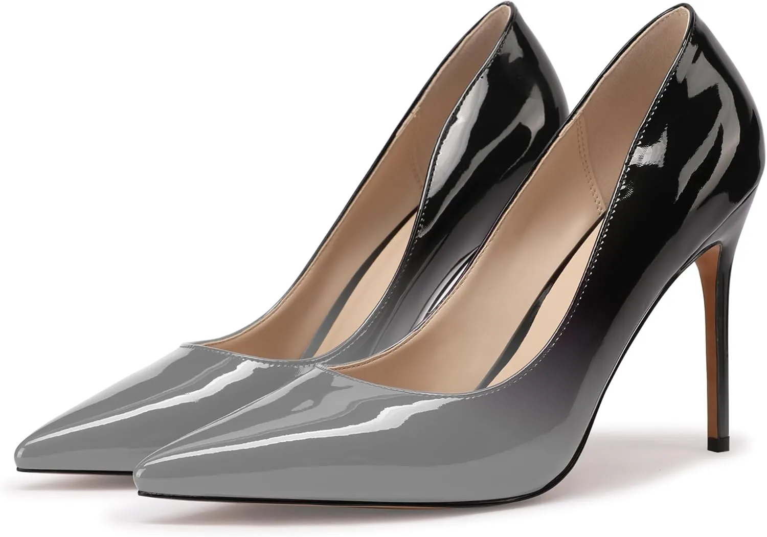 XINIUNIU High Heels for Women Pumps Gradient Patent Leather 4 inches 10CM Formal Shoes Sexy Fashion Stiletto Dress Shoes Wedding Shoes Pointed Toe