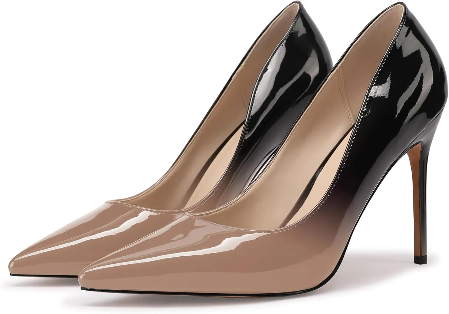 XINIUNIU High Heels for Women Pumps Gradient Patent Leather 4 inches 10CM Formal Shoes Sexy Fashion Stiletto Dress Shoes Wedding Shoes Pointed Toe