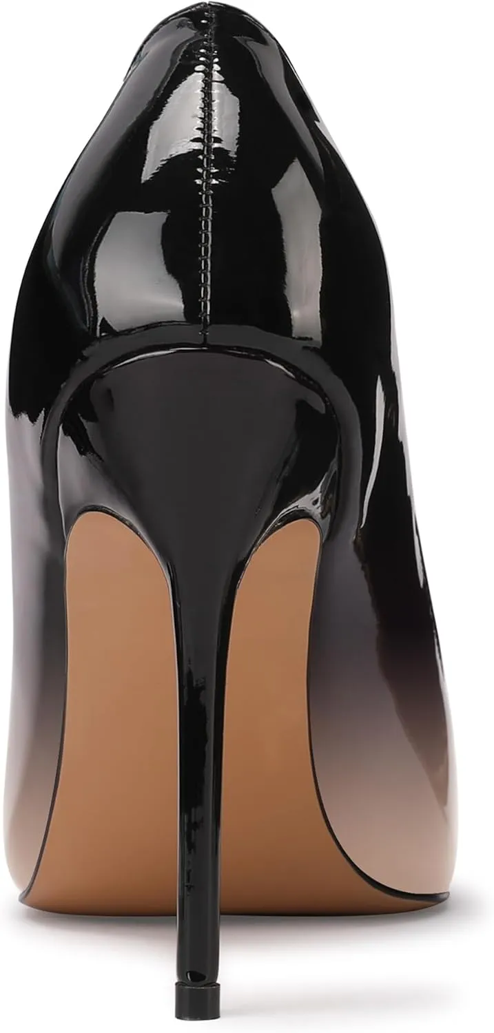 XINIUNIU High Heels for Women Pumps Gradient Patent Leather 4 inches 10CM Formal Shoes Sexy Fashion Stiletto Dress Shoes Wedding Shoes Pointed Toe