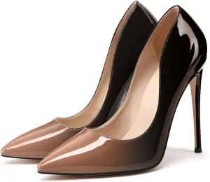 XINIUNIU High Heels for Women Pumps Gradient Patent Leather 4.7 inches/12CM Formal Sexy Fashion Stiletto Dress Wedding Shoes Pointed Toe