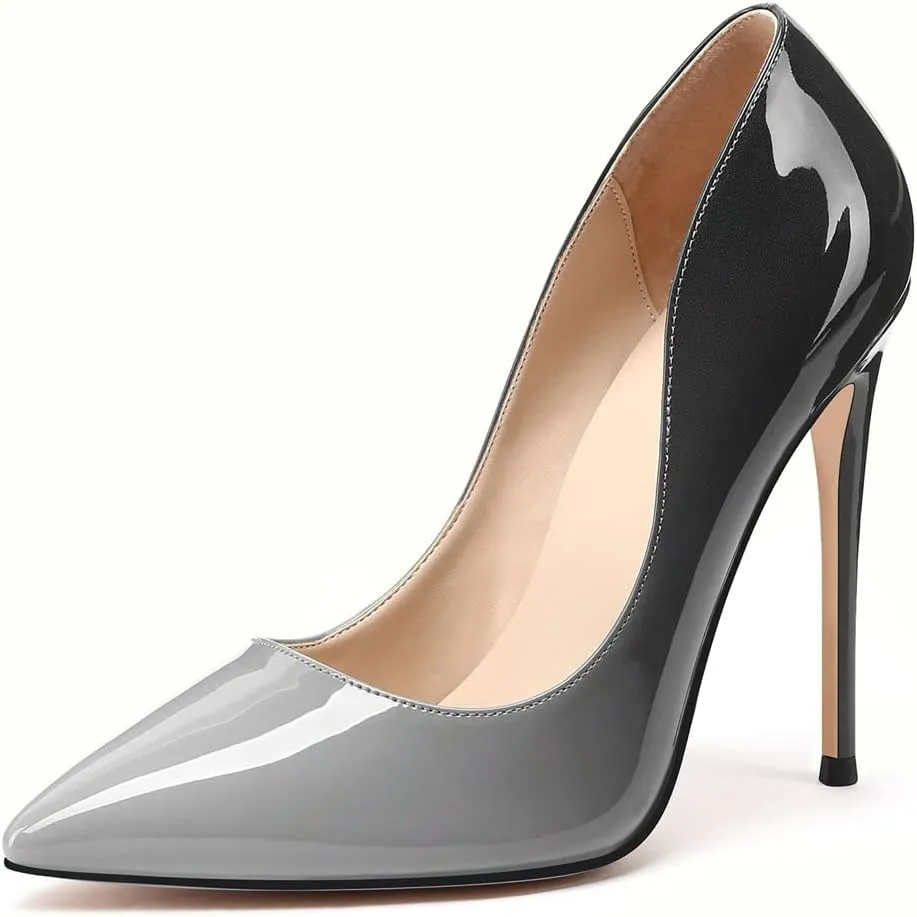 XINIUNIU High Heels for Women Pumps Gradient Patent Leather 4.7 inches/12CM Formal Sexy Fashion Stiletto Dress Wedding Shoes Pointed Toe