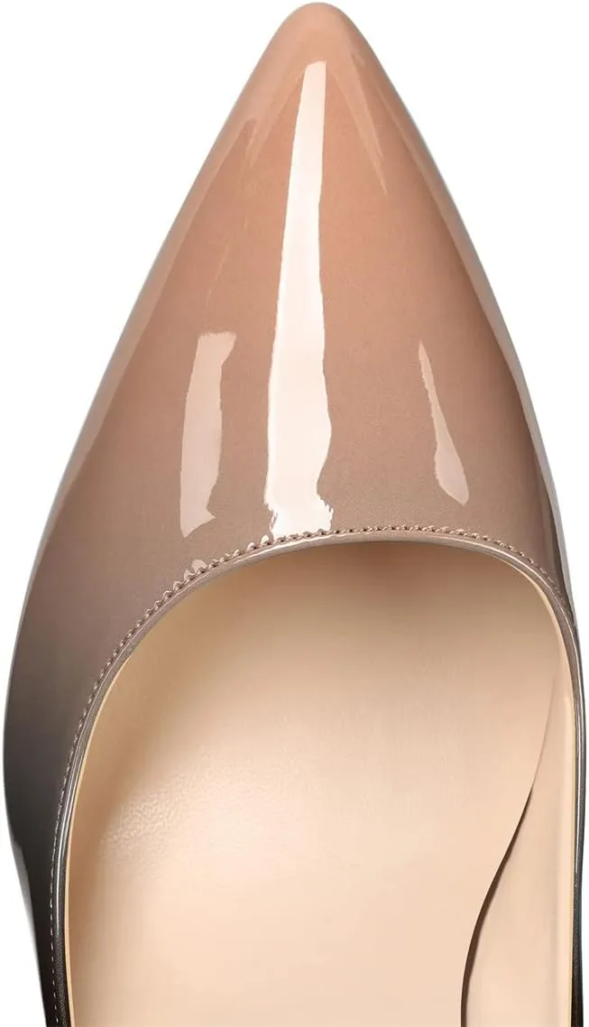 XINIUNIU High Heels for Women Pumps Gradient Patent Leather 4.7 inches/12CM Formal Sexy Fashion Stiletto Dress Wedding Shoes Pointed Toe