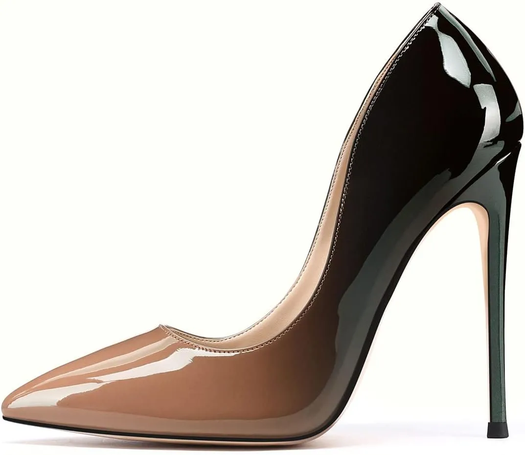 XINIUNIU High Heels for Women Pumps Gradient Patent Leather 4.7 inches/12CM Formal Sexy Fashion Stiletto Dress Wedding Shoes Pointed Toe