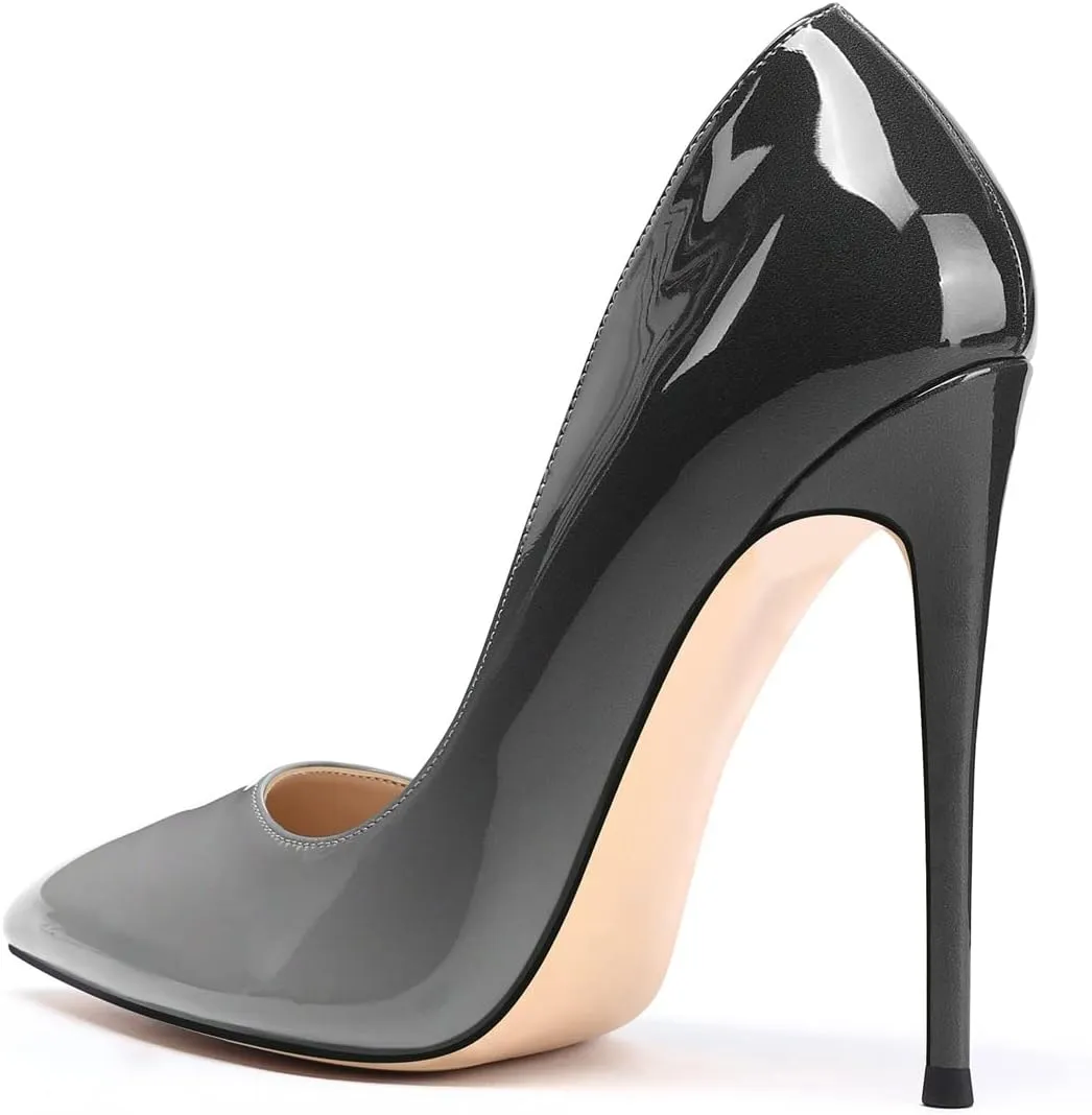 XINIUNIU High Heels for Women Pumps Gradient Patent Leather 4.7 inches/12CM Formal Sexy Fashion Stiletto Dress Wedding Shoes Pointed Toe