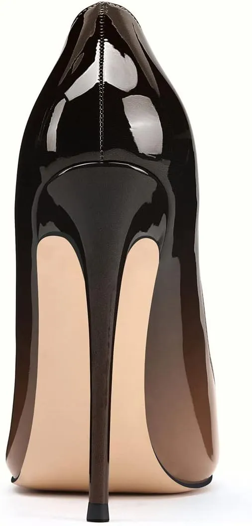 XINIUNIU High Heels for Women Pumps Gradient Patent Leather 4.7 inches/12CM Formal Sexy Fashion Stiletto Dress Wedding Shoes Pointed Toe