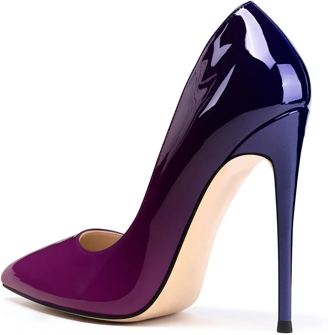 XINIUNIU High Heels for Women Pumps Gradient Patent Leather 4.7 inches/12CM Formal Sexy Fashion Stiletto Dress Wedding Shoes Pointed Toe