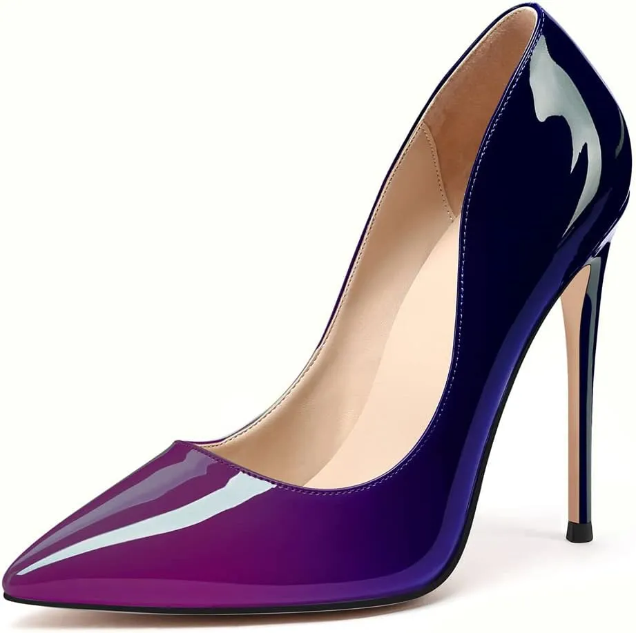 XINIUNIU High Heels for Women Pumps Gradient Patent Leather 4.7 inches/12CM Formal Sexy Fashion Stiletto Dress Wedding Shoes Pointed Toe
