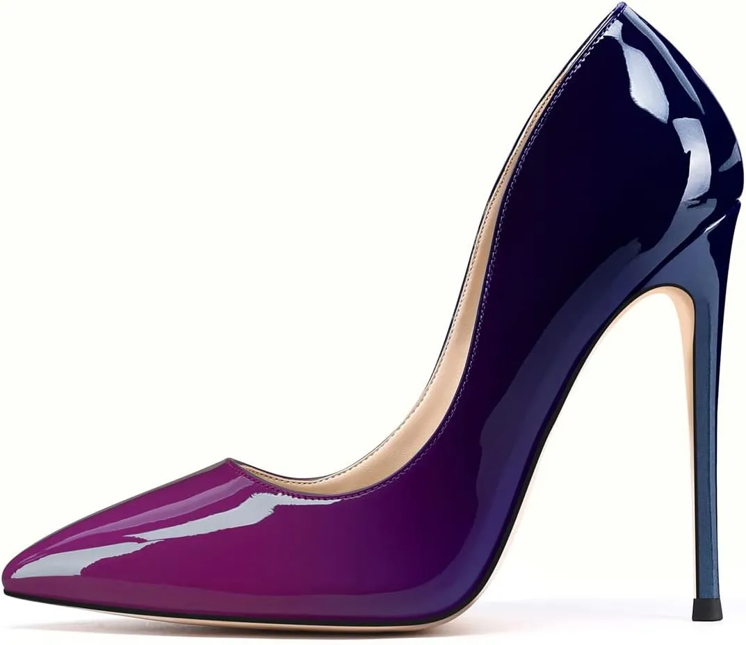 XINIUNIU High Heels for Women Pumps Gradient Patent Leather 4.7 inches/12CM Formal Sexy Fashion Stiletto Dress Wedding Shoes Pointed Toe