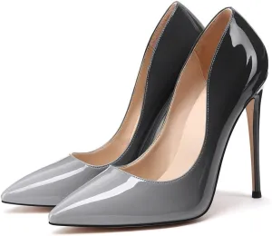XINIUNIU High Heels for Women Pumps Gradient Patent Leather 4.7 inches/12CM Formal Sexy Fashion Stiletto Dress Wedding Shoes Pointed Toe