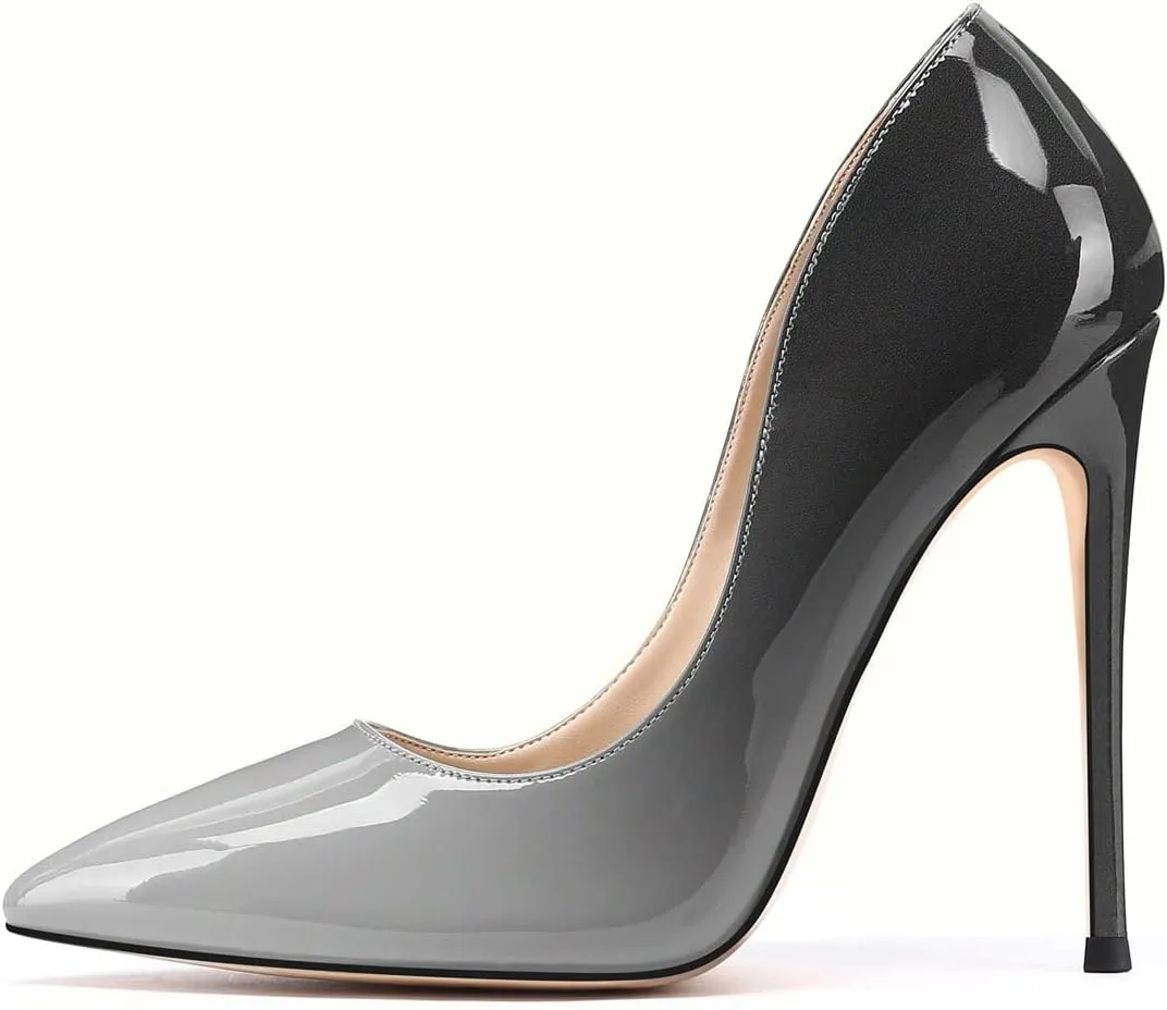 XINIUNIU High Heels for Women Pumps Gradient Patent Leather 4.7 inches/12CM Formal Sexy Fashion Stiletto Dress Wedding Shoes Pointed Toe