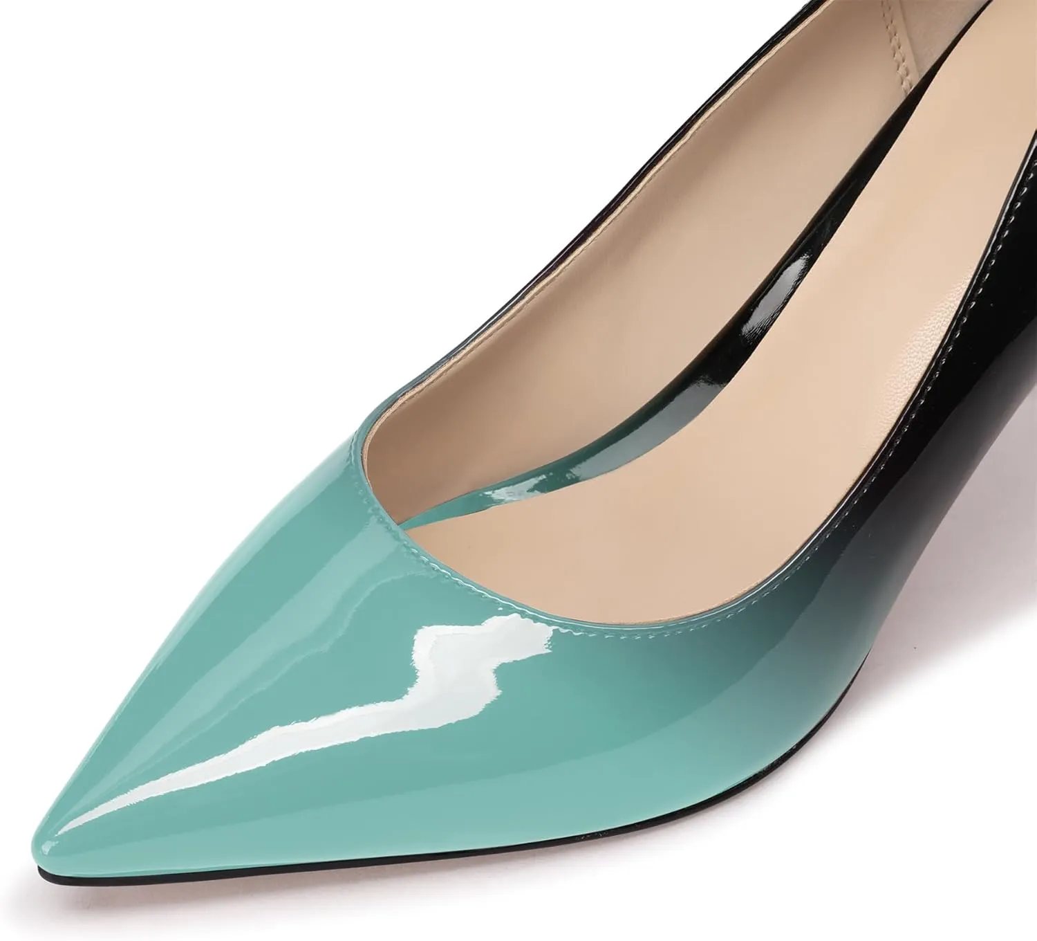 XINIUNIU Kitten Heels for Women Pumps Gradient Patent Leather 2.25 inches 6CM Formal Shoes Sexy Fashion Stiletto Dress Shoes Wedding Shoes Pointed Toe