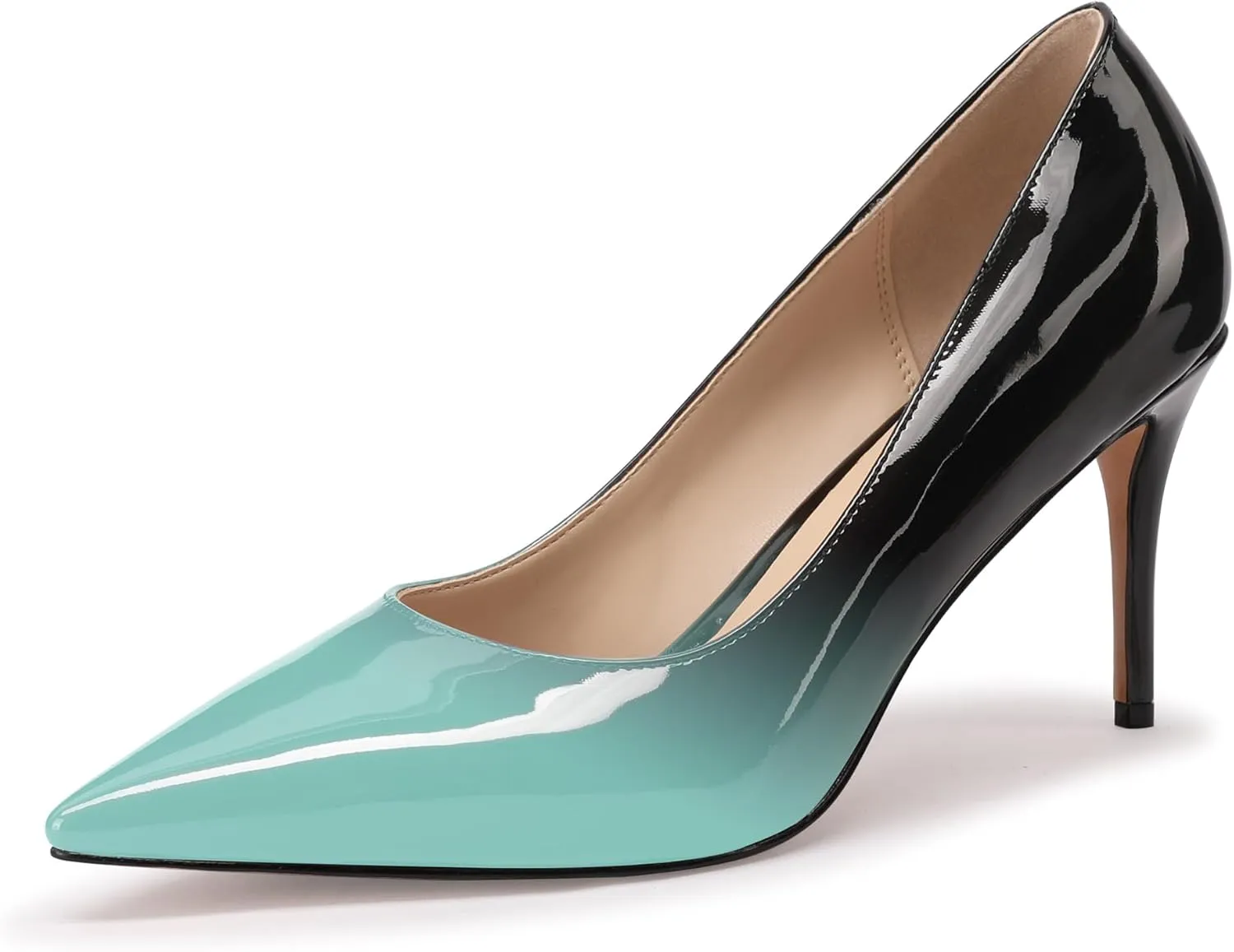 XINIUNIU Women's Red Classic Solid Gradient Patent Leather 3.25 inches 8CM Formal Sexy Fashion Stiletto Dress Shoes Wedding Shoes Pointed Toe Pumps