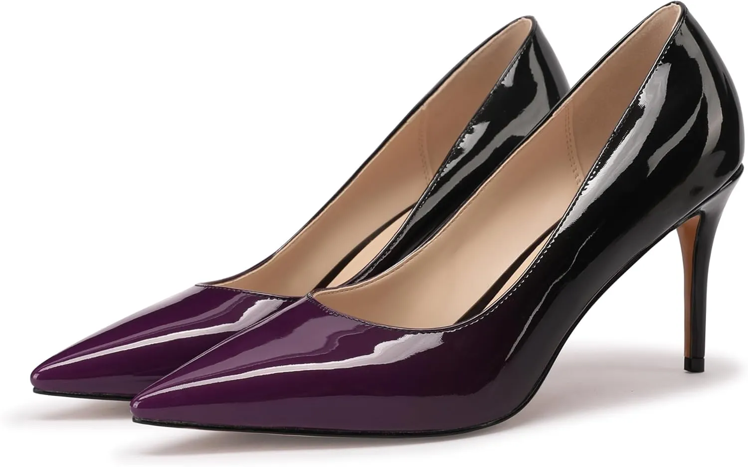 XINIUNIU Women's Red Classic Solid Gradient Patent Leather 3.25 inches 8CM Formal Sexy Fashion Stiletto Dress Shoes Wedding Shoes Pointed Toe Pumps