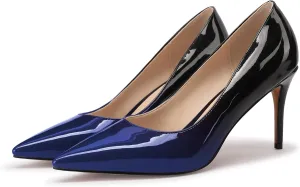 XINIUNIU Women's Red Classic Solid Gradient Patent Leather 3.25 inches 8CM Formal Sexy Fashion Stiletto Dress Shoes Wedding Shoes Pointed Toe Pumps