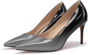 XINIUNIU Women's Red Classic Solid Gradient Patent Leather 3.25 inches 8CM Formal Sexy Fashion Stiletto Dress Shoes Wedding Shoes Pointed Toe Pumps