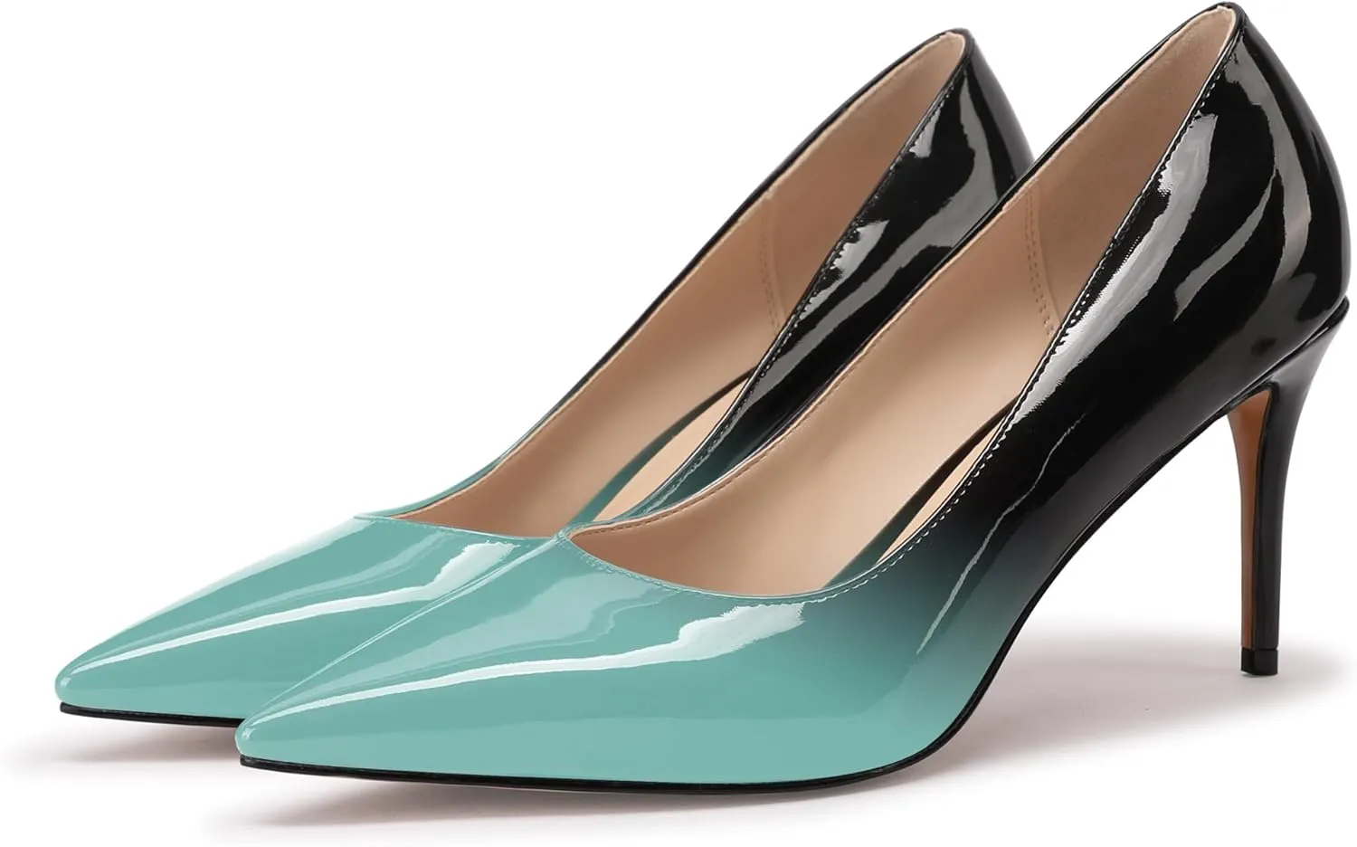 XINIUNIU Women's Red Classic Solid Gradient Patent Leather 3.25 inches 8CM Formal Sexy Fashion Stiletto Dress Shoes Wedding Shoes Pointed Toe Pumps