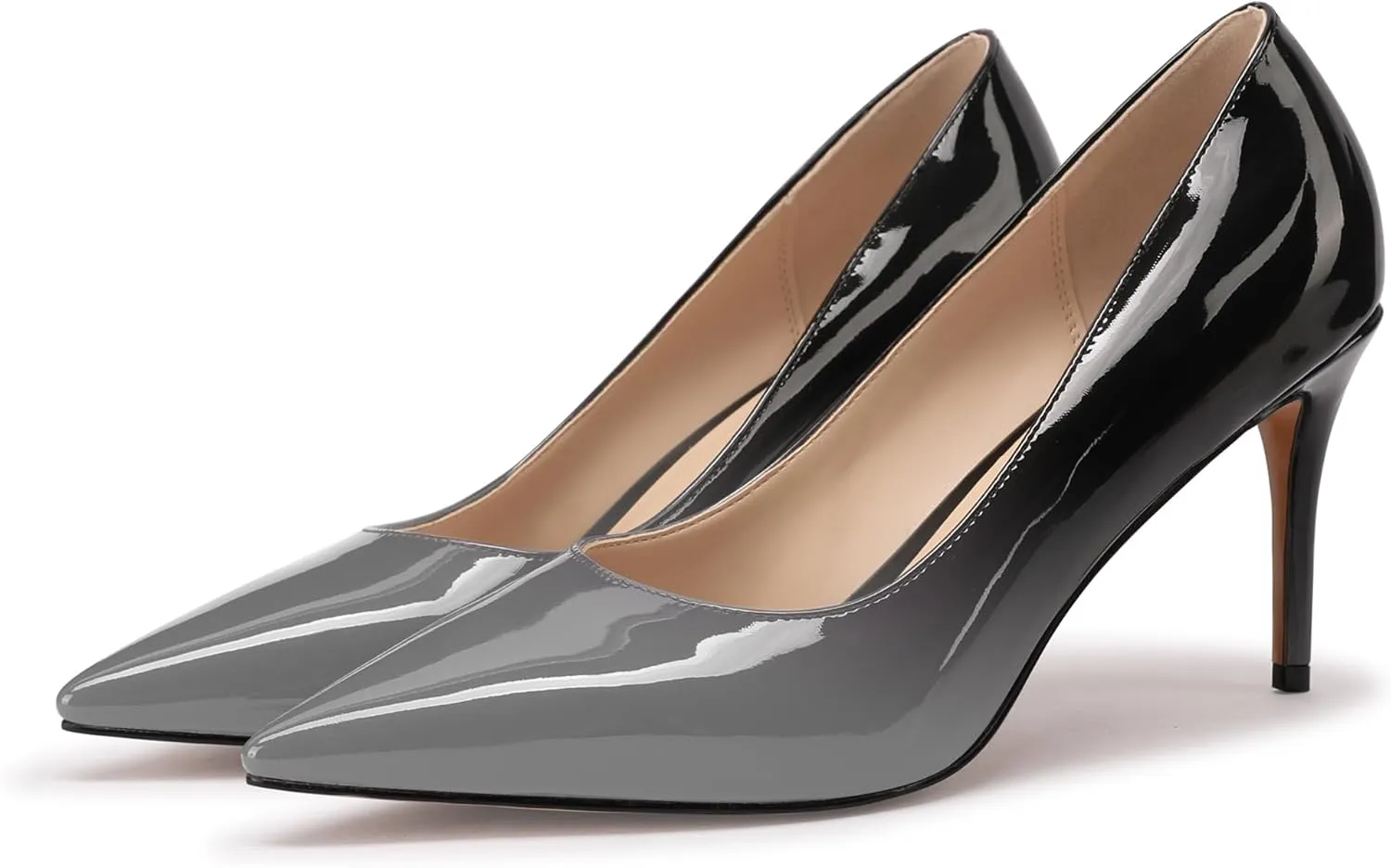 XINIUNIU Women's Red Classic Solid Gradient Patent Leather 3.25 inches 8CM Formal Sexy Fashion Stiletto Dress Shoes Wedding Shoes Pointed Toe Pumps