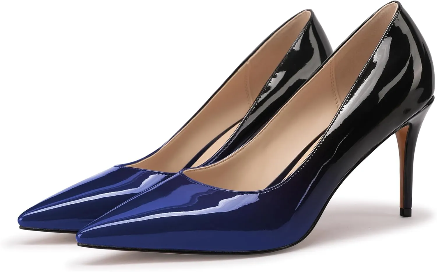XINIUNIU Women's Red Classic Solid Gradient Patent Leather 3.25 inches 8CM Formal Sexy Fashion Stiletto Dress Shoes Wedding Shoes Pointed Toe Pumps